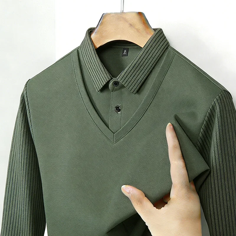 Mens Fashion Clothes - Men's Fake Two Piece Shirt Collar