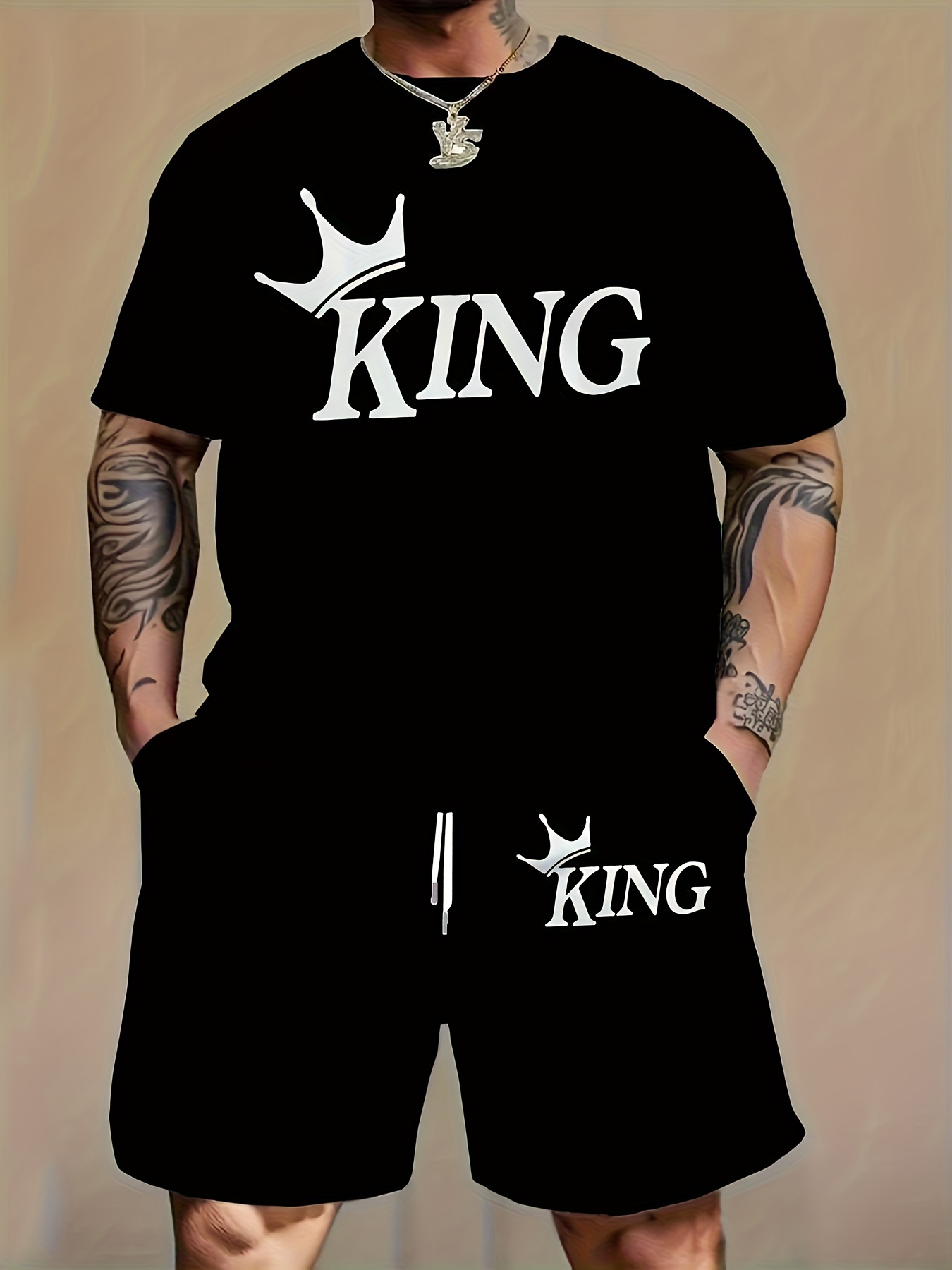 Mens Fashion Clothes - Men Fashion 2‑Piece Matching Set Letter