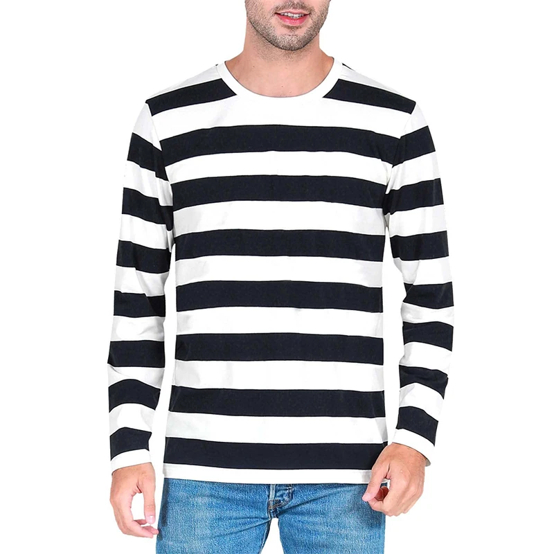 Mens Fashion Clothes - Contrast Stripe 3D Print Men Long