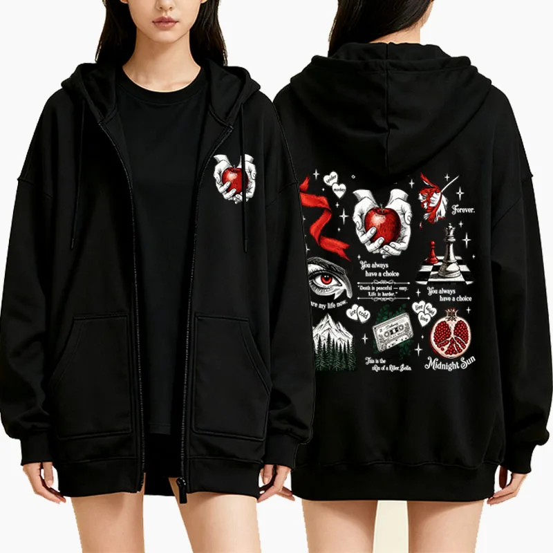Mens Fashion Zip Up Hoodies - Wolf Romance Zipper Hoodies for Women