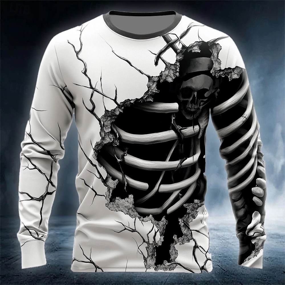 Mens Fashion Clothes - Funny 3D Skull Print Men's T-shirt