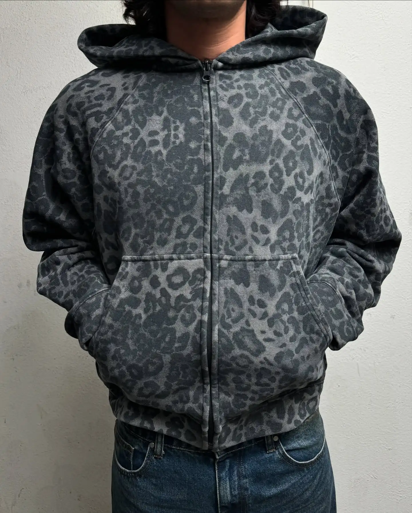 Retro Y2K Leopard Print Zipper - огляд і ціна Mens Fashion Zip Up Hoodies