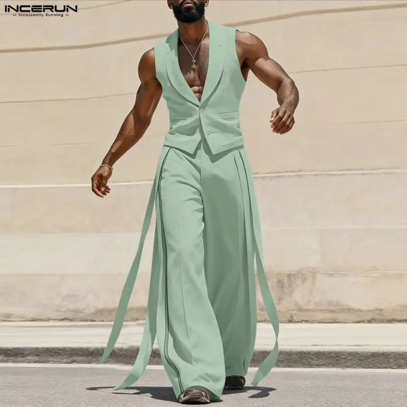 INCERUN Men Sets Solid Color V - огляд і ціна Mens Fashion Summer
