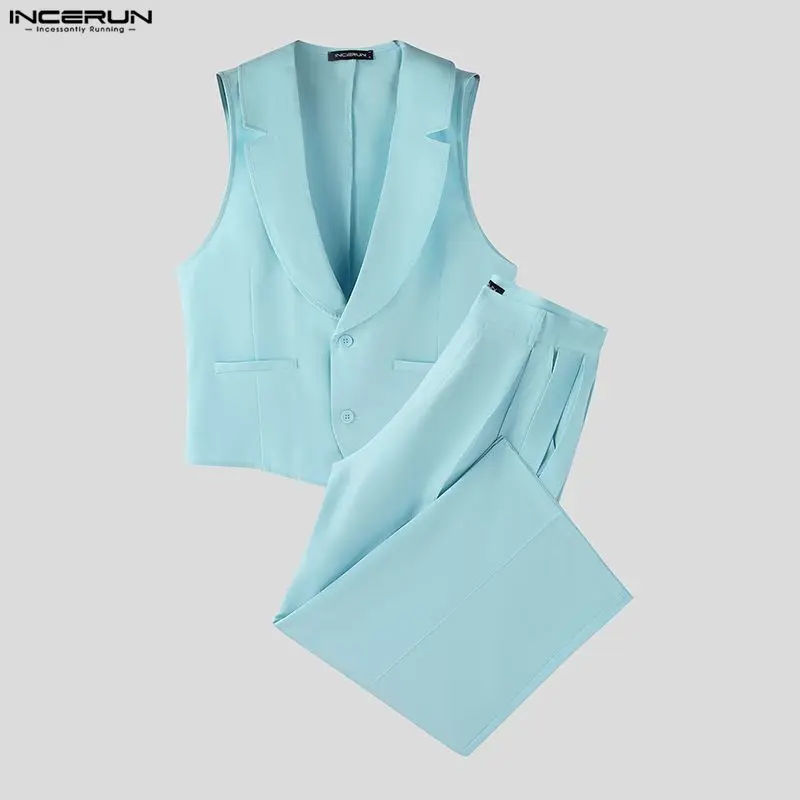 INCERUN Men Sets Solid Color V - огляд і ціна Mens Fashion Summer