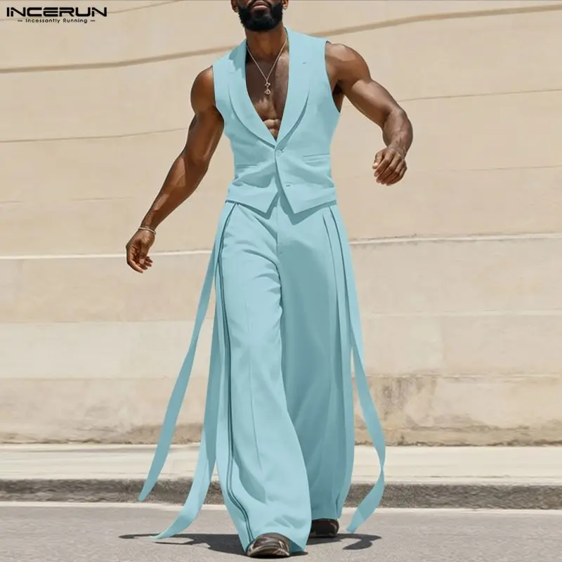 INCERUN Men Sets Solid Color V - огляд і ціна Mens Fashion Summer
