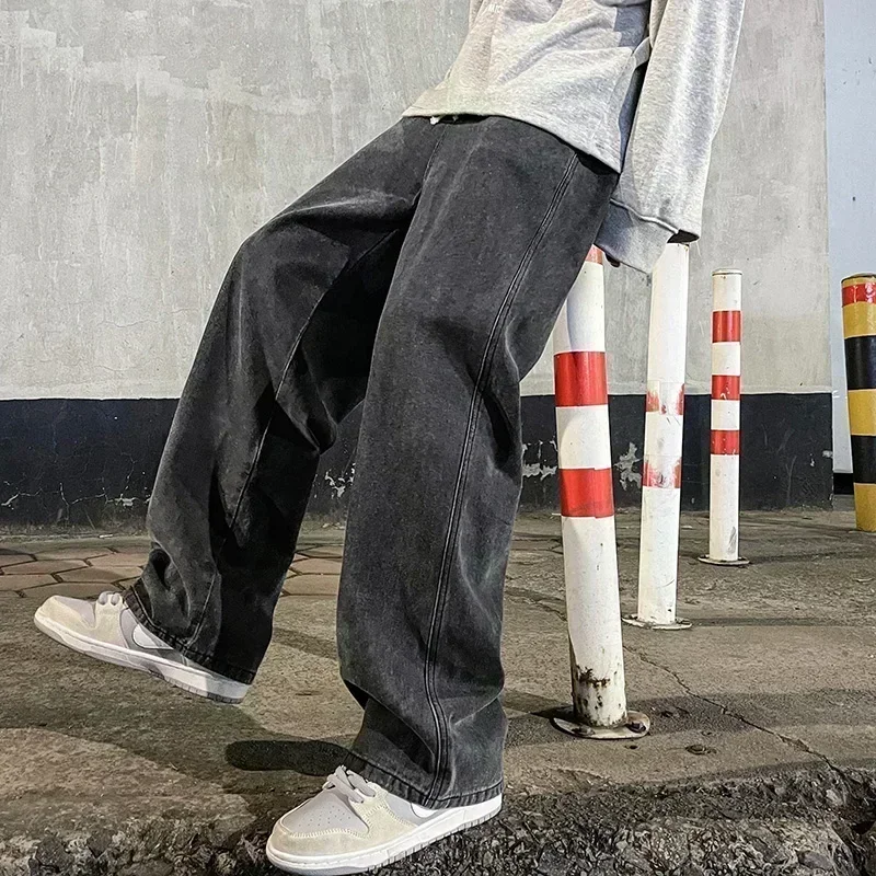 Korean Style Streetwear New Fa - огляд і ціна Men'S Fashion Grey Jeans