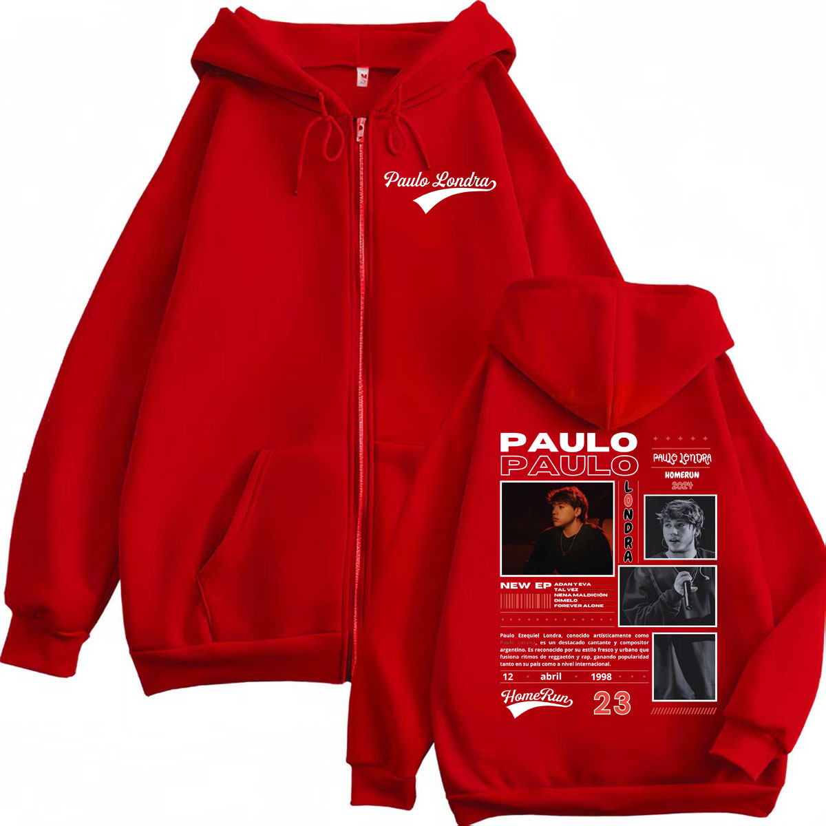 Rapper Paulo Londra Homerun Al - огляд і ціна Mens Fashion Zip Up Hoodies