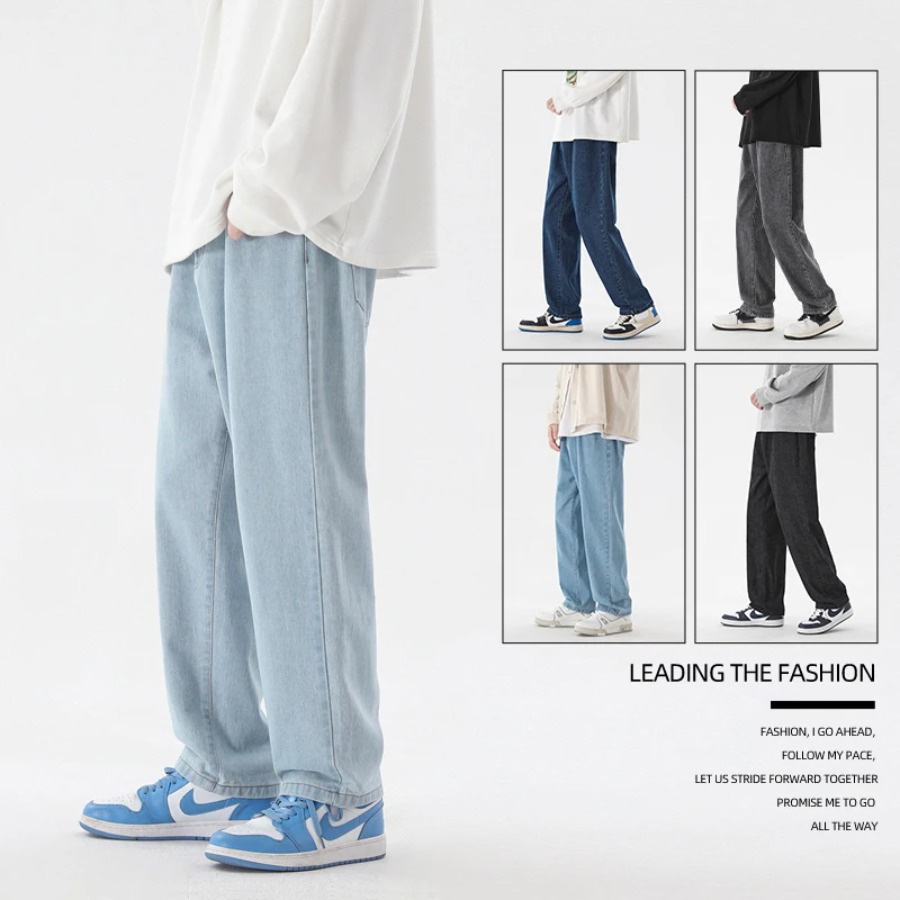 2026 New Korean Fashion Men's  - огляд і ціна Men'S Fashion Grey Jeans