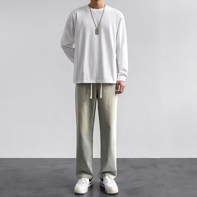 Korean Style Streetwear New Fa - огляд і ціна Men'S Fashion Grey Jeans
