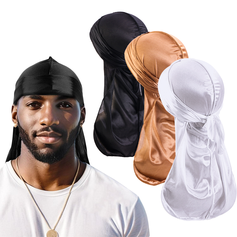 3PCS/LOT Long Durag Silk Satin - огляд і ціна Men'S Fashion With Hat