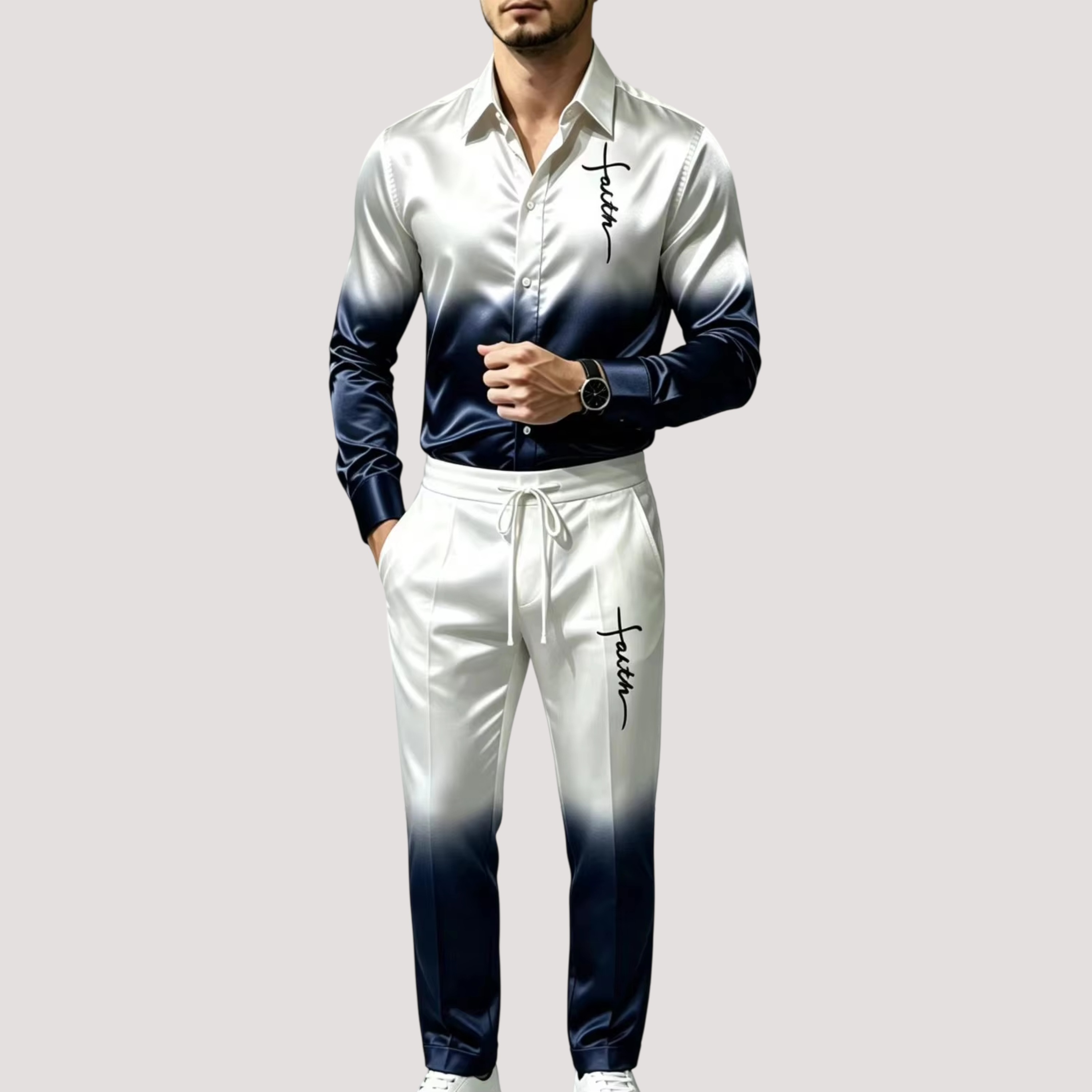 Men's Satin Silk Sports Suit T - огляд і ціна Mens Fashion Clothes