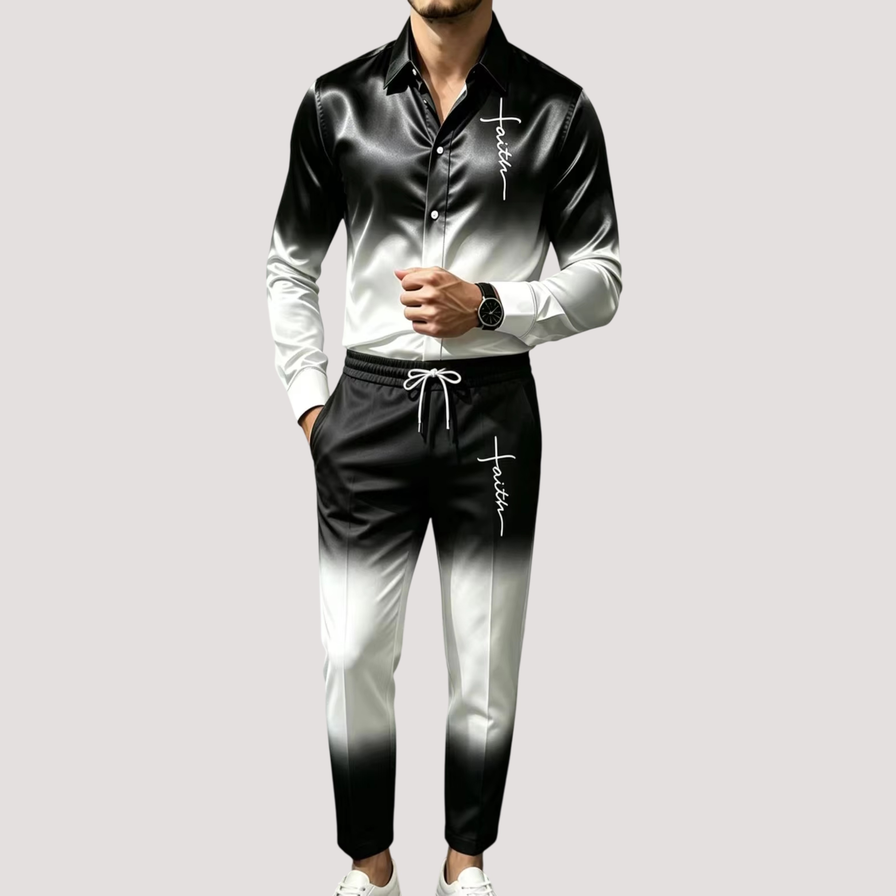 Men's Satin Silk Sports Suit T - огляд і ціна Mens Fashion Clothes