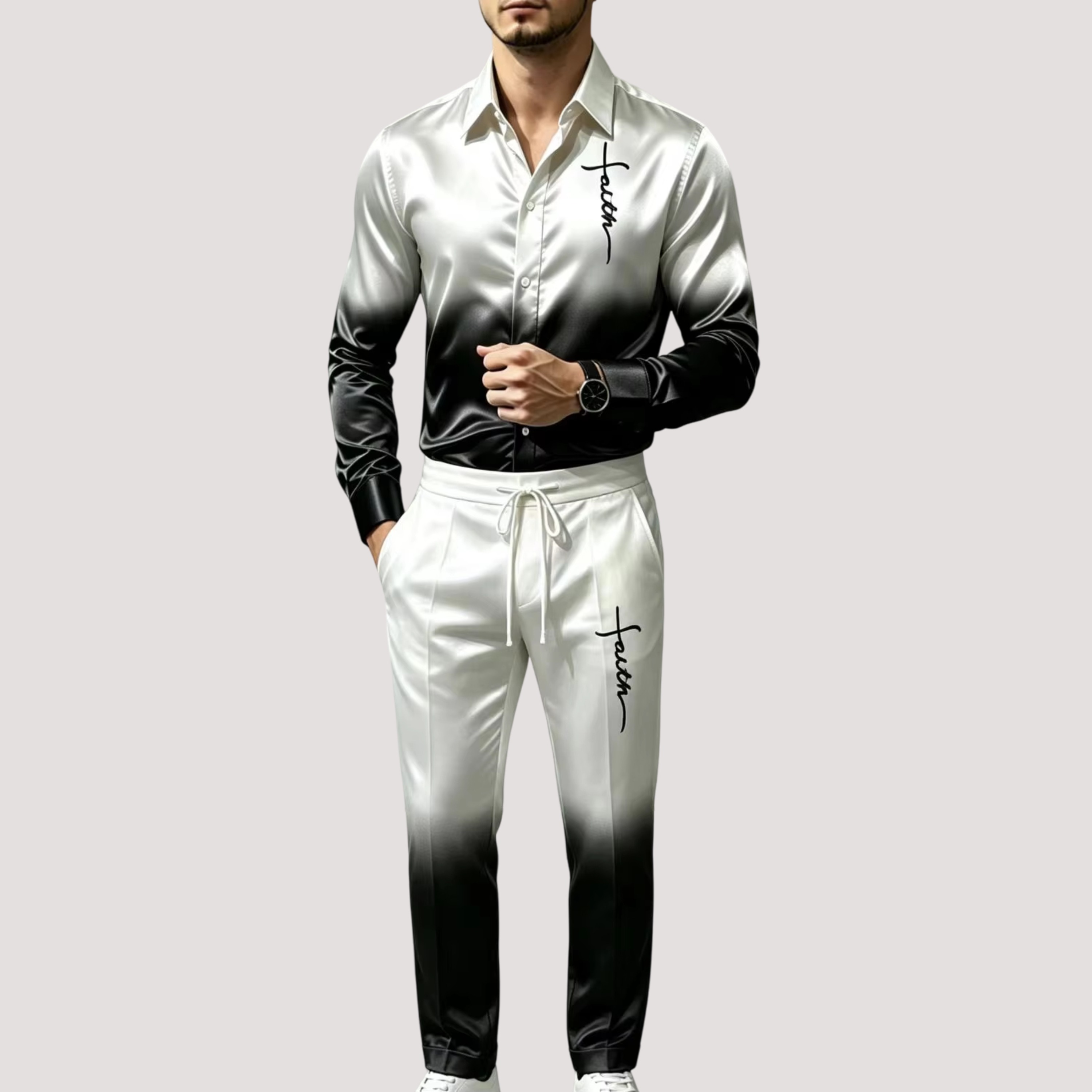 Men's Satin Silk Sports Suit T - огляд і ціна Mens Fashion Clothes