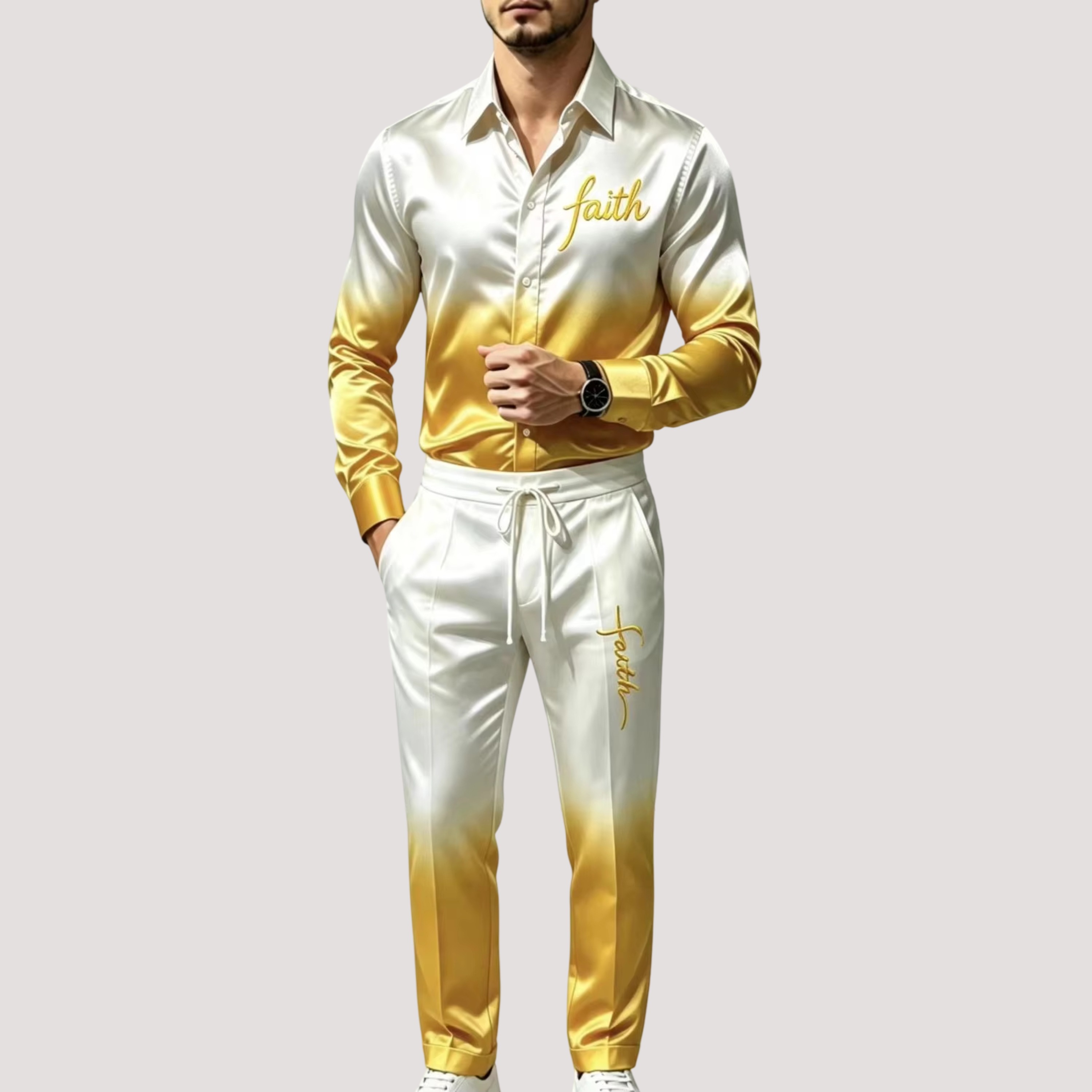Men's Satin Silk Sports Suit T - огляд і ціна Mens Fashion Clothes