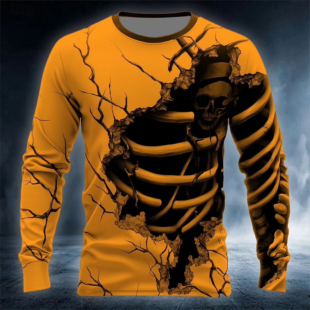 Funny 3D Skull Print Men's T-s - огляд і ціна Mens Fashion Clothes