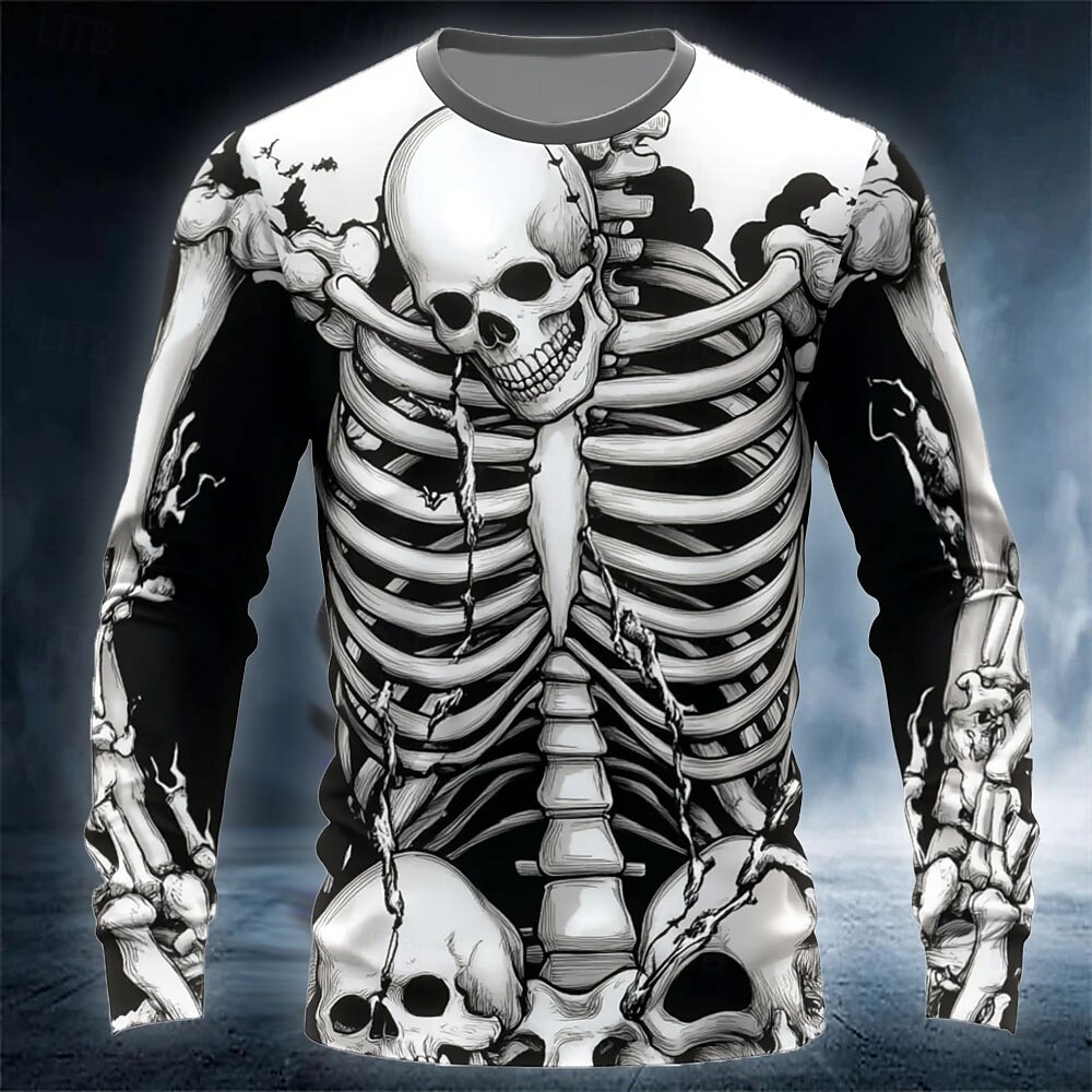 Funny 3D Skull Print Men's T-s - огляд і ціна Mens Fashion Clothes